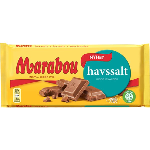 Marabou havssalt, Vollmilchschokolade mit Meersalz, 185g , MHD 06.03.2024